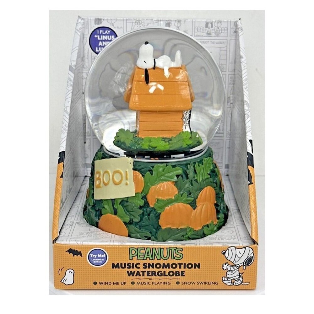 Peanuts Halloween Musical Snomotion Waterglobe Snoopy "BOO" Snow Globe New W/Box - Picture 5 of 10